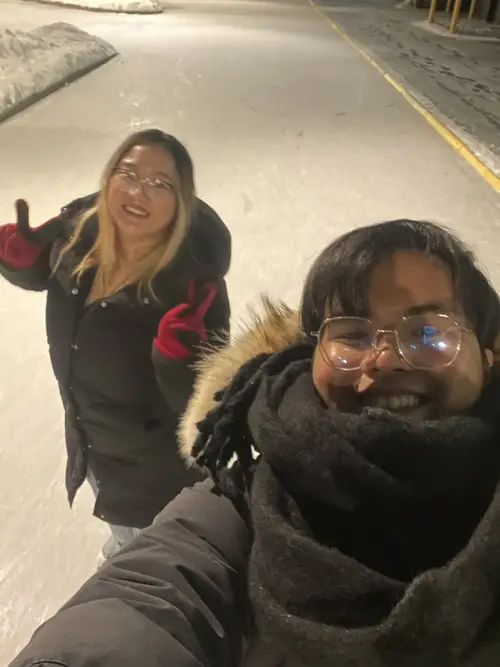 Me and Jherzey on the outdoor rink